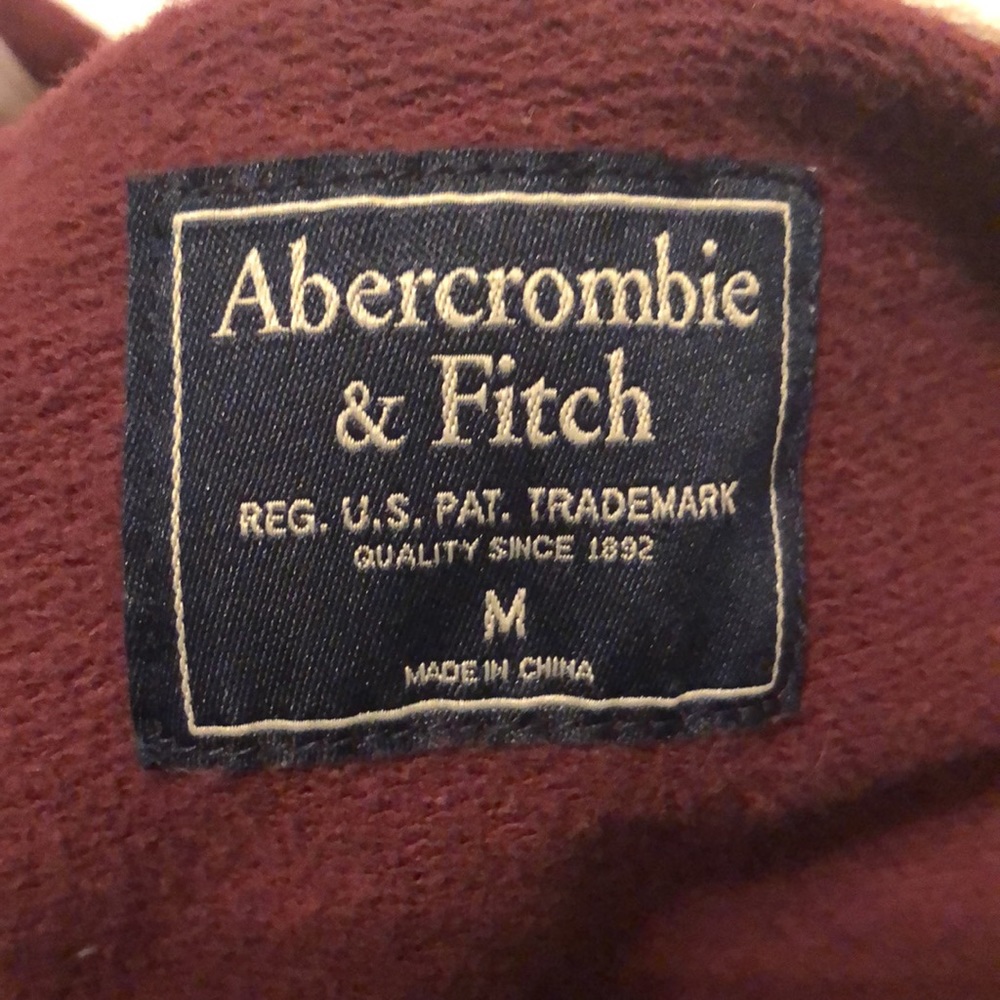 Abercrombie Spell Out Burgundy Zip Up Hoodie M - Picture 7 of 11